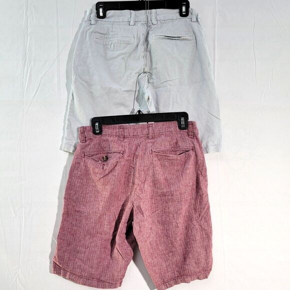 Bundle of 2 Gap White and Pink Linen Blend Ultimate Slim Chino Shorts Mens Small - Picture 3 of 7